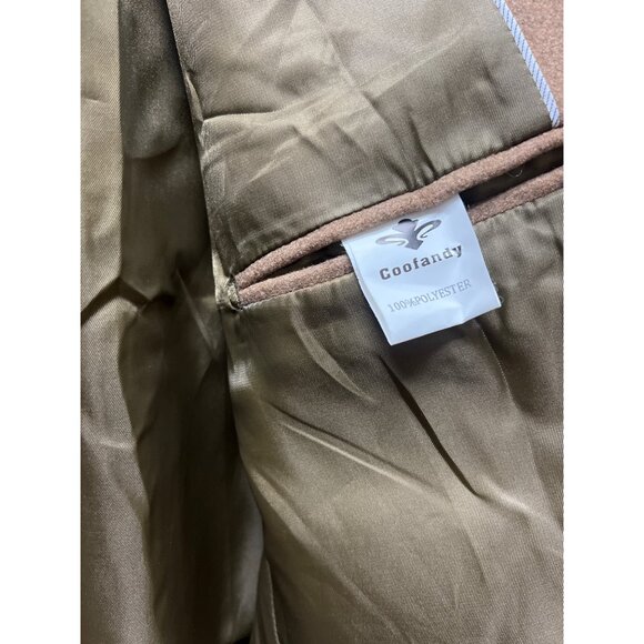 Coofandy Brown 3 Button Wool Feel Overcoat - Picture 8 of 8